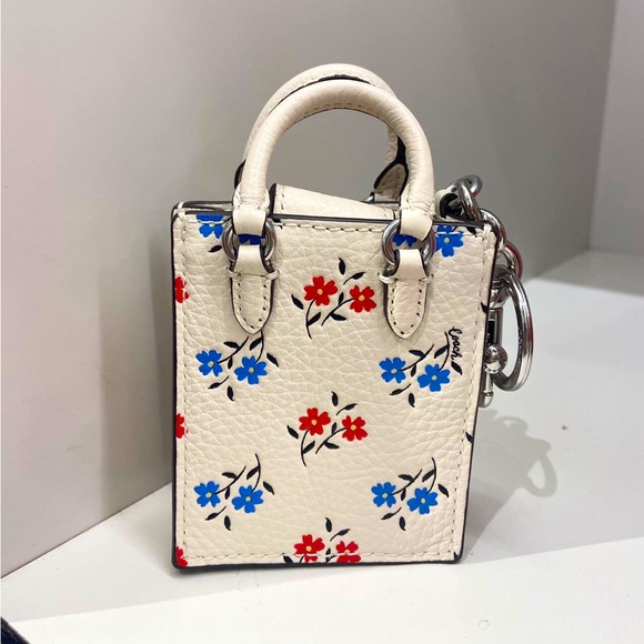 Coach North/South Mini Tote Bag Charm With Floral Print #CU545 - Picture 3 of 8